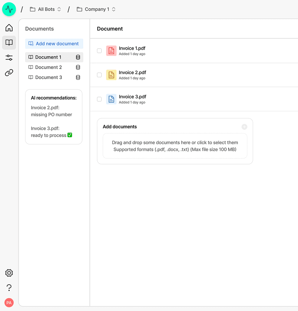 Automated ProcessZero workspace managing documents